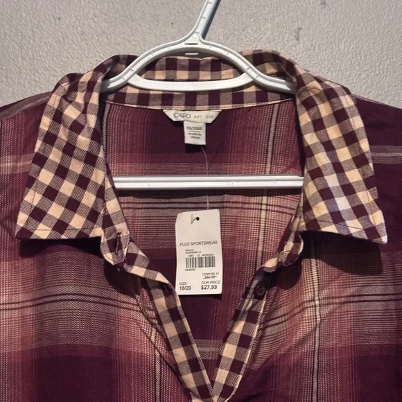 NWT Plaid Cato Baby Doll Drop Sleeve Blouse - Picture 3 of 9